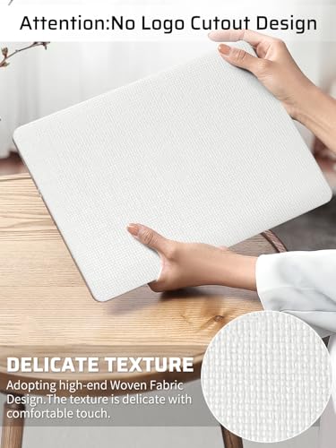 Seorsok Compatible with MacBook Pro 14inch Case 2026 2025-2021 M5 M4 M3 A3426 A3427 A3434 A3112 A3185 A3401 M2 A2779 M1 A2442,Leather Plastic Hard Shell Case&Keyboard Cover,White Woven No Logo Cutout - color: White, size: Pro14 A3426/A3427/A3112/A3185/A34