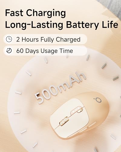 SEUNKWANG Dual-Mode Wireless Mouse with Visible Battery Indicator, Silent Rechargeable Bluetooth & 2.4G Computer Mouse, 1600 DPI, One-Click Desktop Privacy Key, Portable Mice for Laptop/PC/Mac - Pink - color: Pink