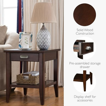 Leick Home Laurent End Table, 24", Chocolate Cherry - color: Chocolate Cherry