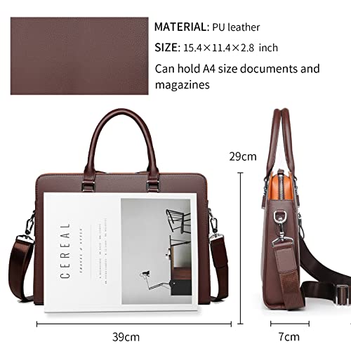 FSD.WG]Business Bag Leather Briefcase Shoulder Laptop Business Bag for Men - color: Brown(l)