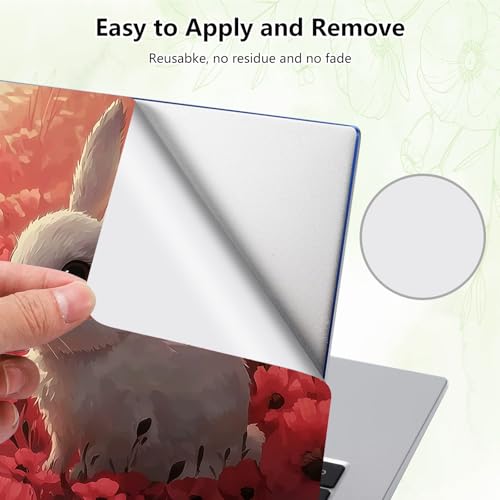 Laptop Skin Sticker Decal, Universal Reusable Vinyl Laptop Cover for 12" 13" 13.3" 14" 15" 15.4" 15.6" Notebook PC, Waterproof Scratch-Resistant with 2 Wrist Pads, Easy to Apply & Remove,Flower Rabbit - color: Flower Rabbit