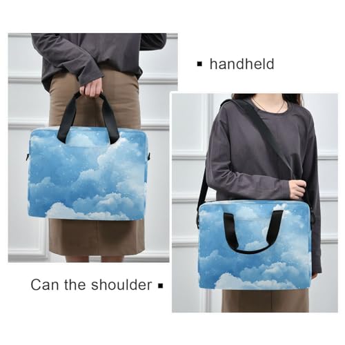 Laptop Zipper Case Portable Crossbody Messenger with Handle and Shoulder Strap 15.6 inch Computer Case Cloud Blue Sky
