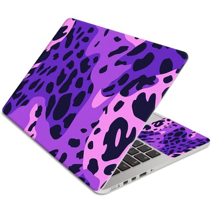 15.6 Inch Laptop Skin Sticker, Reusable Vinyl Cover Protector with 2 Wrist Pad Skins, Removable Waterproof Scratch-Resistant for 12-15.6 Inch Laptop Notebook,Purple Leopard Print - color: Purple Leopard Print