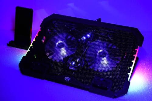 RGB Gaming Laptop Cooling Pad 17-12Inch 4Fans (Customized RGB Sidelight with Switch,Laptop Fan Speed Adjustable,5 Heights Adjustment with Phone Holder)Fit Apple MacBook Laptop Fan Cooling Pad - color: RGB 4Fan 12-17inch