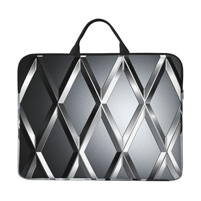 14 Inch Laptop Sleeve Case Waterproof Lightweight Laptop Case Bag Silver Geometric Figure Travel Laptop Bags With Handle Briefcase Messenger Bag For Women Men