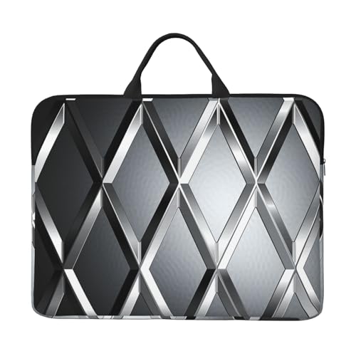 14 Inch Laptop Sleeve Case Waterproof Lightweight Laptop Case Bag Silver Geometric Figure Travel Laptop Bags With Handle Briefcase Messenger Bag For Women Men