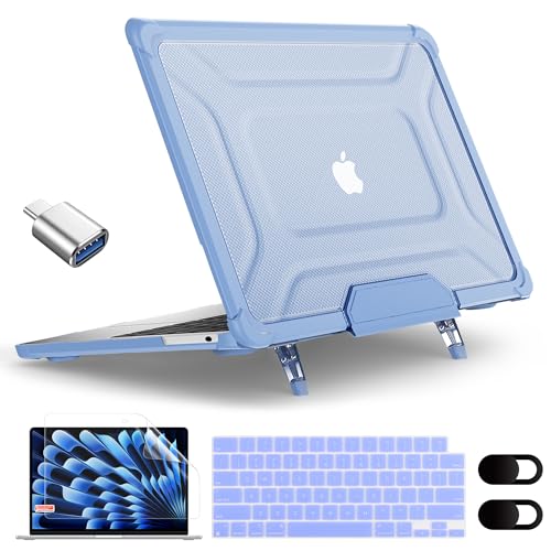 MEEgoodo Case for MacBook Air 15 inch 2026 2025 2024 2023, Case Fit Model (A3448/A3241/A3114/A2941) with M5/M4/M3/M2 Chip, Laptop Hard Shell with Heavy Duty Rugged Shockproof, Sky Blue XK - color: Sky Blue XK