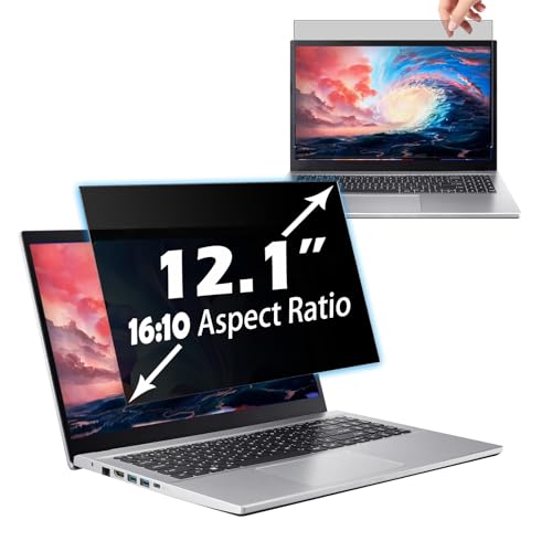 12.1 Inch Laptop Privacy Screen for 16:10 Monitors, Anti-Spying, Anti-Glare, Blue Light Filter, Removable Privacy Shield for Lenovo, Dell, HP, Acer, ASUS, and Other Computers (12.1 Inch (16:10)) - size: 12.1 Inch (16:10)