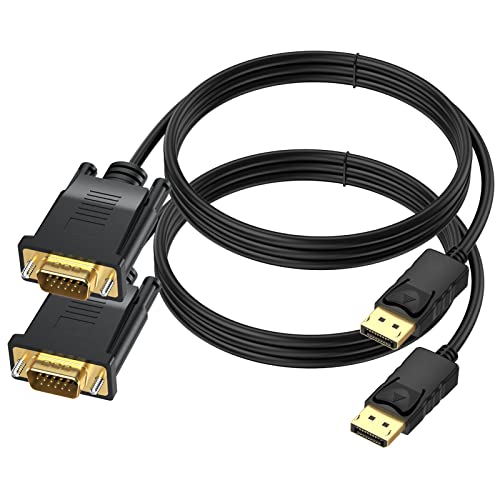 DisplayPort to VGA Cable 10 FT, 2-Pack Display Port DP to VGA Adapter Cord Male to Male HD Video 1080P for Computer, Monitor, TV, Projector - size: 10 FT