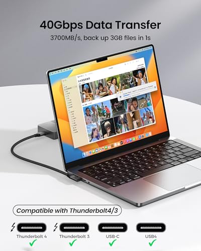 Silkland Right Angle USB 4 Cable 40Gbps for Thunderbolt 4/3, 240W, 3.3FT | 8K@60Hz, Data Transfer, for MacBook Pro/Air, iPhone 17/16 Pro, iPad, Mac mini, SSD, Dock, Hubs - size: 3.3 Feet