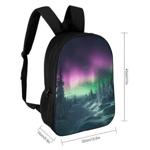 17 Inch Aurora And Cloud Laptop Backpack for Men Women Waterproof Lightweight Travel Backpack Commuter Bag Large Capacity Casual Daypack for Business Trip & Outdoor