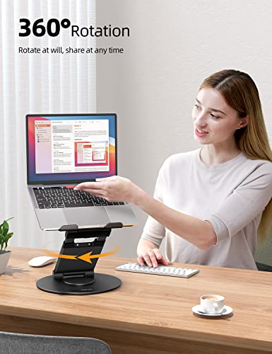 Nulaxy Telescopic 360 Rotating Laptop Stand for Desk Adjustable Height Swivel Pull Out Design Ergonomic Laptop Riser Fits All 10-17" Laptops Computer MacBook, Black - color: C-Black