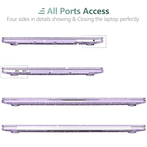 for MacBook Pro 13 inch Case 2023 2022 2021 2020 Release Model A2338 M2/M1 A2289 A2251 with Touch Bar & Touch ID, Glitter Bling Plastic Hard Shell Case & Keyboard Cover, Star Purple - color: Star Purple