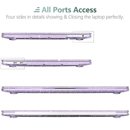 for MacBook Pro 13 inch Case 2023 2022 2021 2020 Release Model A2338 M2/M1 A2289 A2251 with Touch Bar & Touch ID, Glitter Bling Plastic Hard Shell Case & Keyboard Cover, Star Purple - color: Star Purple