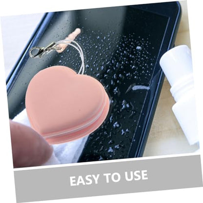 Heart-Shaped Macaron Phone Screen 10-Pack Portable Lens Cleaning Cloths for Eyeglasses Camera Lenses and Electronics Cartoon Hanging Accessory - color: Pink