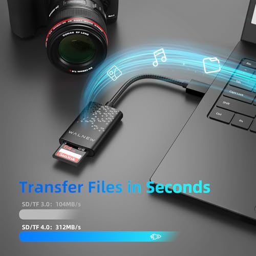 SD Card Reader with UHS-II, WALNEW SD 4.0 USB 3.0 Memory Card Reader for Mac OS, Windows, Android on PC, Laptop, and Camera, SD Card Adapter Supports SD/Micro SD/SDXC/SDHC/RS-MMC/UHS-I/UHS-II Cards