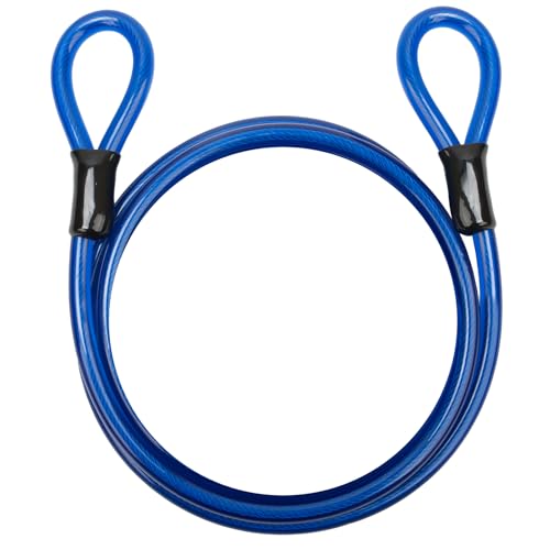 12mm Heavy Duty Security Cable with Looped Ends, Braided Steel Bike Lock Cable for Bicycle, Motorcycle & Outdoor Equipment Protection, Flexible Vinyl Coated Anti-Theft Cable - color: Blue, size: 4FT