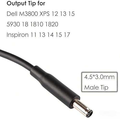 Power Adapter 7.4mm Female to 4.5mm Male Tip Adapter Converter Cable for Dell Laptop Power Supply (for 45W/65W/90W Power), 7.4mm to 4.5mm - size: 7.4mm to 4.5mm