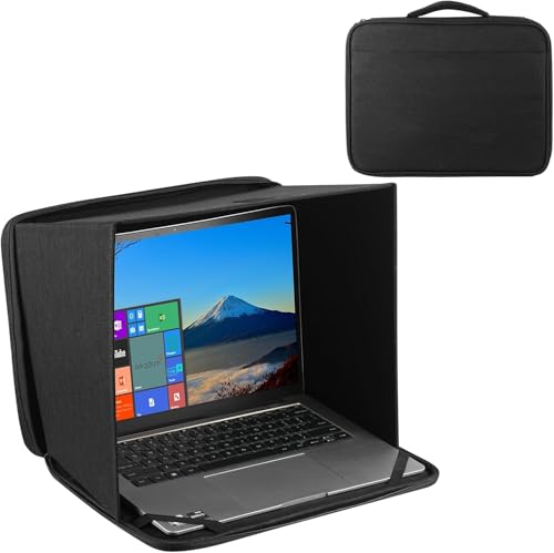 HoYiXi Universal Foldable Laptop Sun Shade & Privacy Shield - Fits 12-14 inch Laptop - Blocks Sunlight, Protects Privacy, Working Outdoor Travel,Anti - Glare,Laptop Sleeve Bag,(Patent Pending)-Black - size: 12-14 Inches