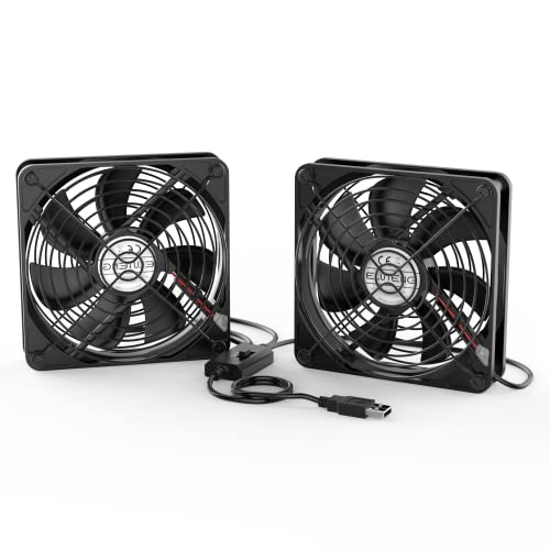 ELUTENG Dual 120mm USB Fan with 3 Speeds 5V Ventilator Fan Portable Cooling Fan Rechargeable Compatible for Laptop Receiver DVR Playstation Xbox Desk Computer Cabinet Cooling | USB Fan Rechargeable Compatible for Laptop Receiver DVR Playstation Xbox Desk