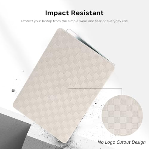 for MacBook Pro 13 inch Case M2 2026-2023, 2022-2016 A2338 M1 A2251 A2289 A2159 A1989 A1708 A1706, Checkered Textured Cream Leather Hard Shell No Logo Cutout&Keyboard Cover, Beige Checkerboard - color: Checkerboard Beige, size: 2016-2026 Macbook Pro 13 in