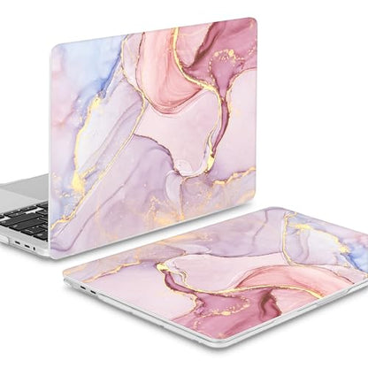 Mektron Case for MacBook Pro 16 inch A2141, Pink Marble Clear Hard Shell Cover 2020 2019 Pro 16-inch with Touch bar & Touch ID w/Keyboard Cover Skin Screen Protector Dust Plug - color: Pink Marble