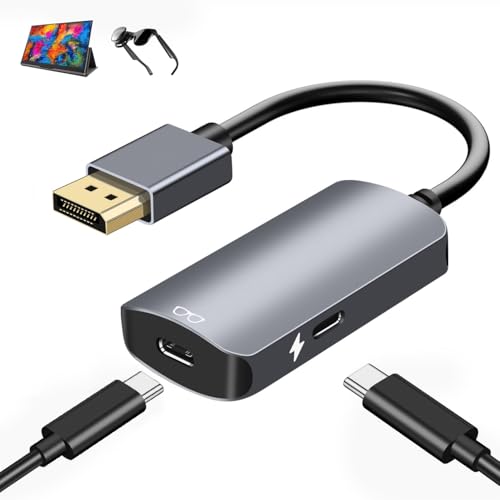 DisplayPort to USB C Adapter,4K@120Hz with USB C Adapter, DP Male to Type-C Male Converter Support Touch with Nrea-l Air VR, MacBok Pro/Air 2020/2018, i-Pad Pro/Air, XPS - size: USB C-14
