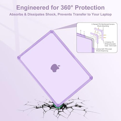 MOSISO Compatible with MacBook Air 13 inch Case M5 2026 M4 M3 M2 2025-2022 | A3449 A3240 A3113 A2681, 3 in 1 Kit Crack-Resistant Heavy Duty Protective Hard Shell Case Cover with TPU Bumper, Purple - color: Purple