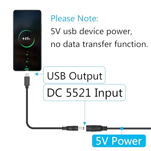 Short DC 5.5mm x 2.1mm to Micro USB Power Cord 6inch, DC 5521 Male to Micro USB Male Plug 5V 3A Power Charging Cable Extension Cord, for LED Desk Lamp, Small Fan Etc Other Equipment (2Pcs) - style: DC 5521 Male to Micro USB Male