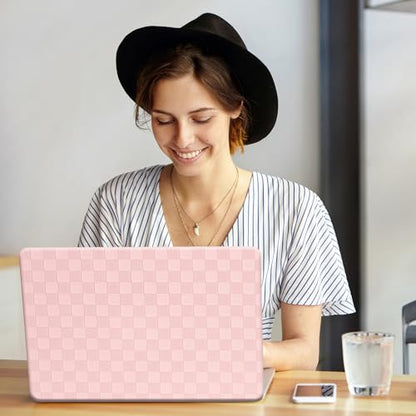 for MacBook Neo Case 13-Inch,Checkerd Print,Leather Textured | Logo Cutout，Keyboard Skin, Anti-Fingerprint, Anti-Scratch, Slim, Lightweight, Pink - color: Checkerboard Pink
