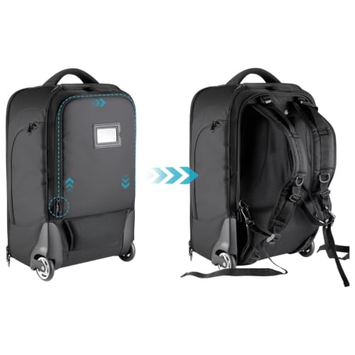 Neewer 2-in-1 Rolling Camera Bag Backpack Suitcase Style Convertible with Double Handle, Shockproof Trolley Case with Removable Padded for SLR/DSLR Cameras Tripod Lenses (Black/Red) | Convertible with Double Handle, Shockproof Trolley Case with Removable