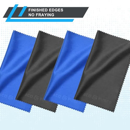 Eco-Fused Large Microfiber Cleaning Cloths - 4 Pack - 18 x 18 inch - Perfect for Wide Screen TVs, Large Computer Monitors- Also for Cleaning Glasses, Camera Lenses, Laptops and LCD Screens- Blue/Black - color: 4 Pack - 18 X 18 Inch