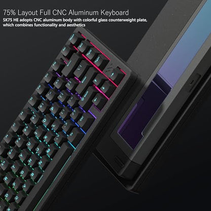 Womier SK75 TMR/HE Keyboard Gaming 75% Hall Effec, Mechanical Keyboard | Rapid Trigger Wireless Custom Magnetic Switch Keyboard with 8000 Hz Hot Swap, BT/2.4G/USB-C with Mac Windows Linux-Aluminum - color: Black