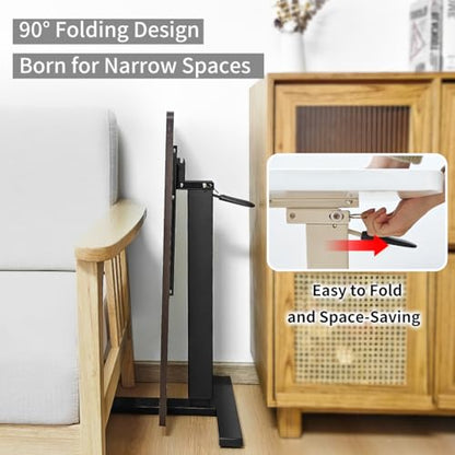 lumizone Foldable Overbed Table with Wheels Bedside Desk White | Adjustable Height 27.56"-36.61" Rolling Hospital Bed Table with Casters Medical Tray for Home Use Desk Over the Bed - color: White