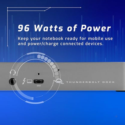 OWC 11-Port Thunderbolt Dock for Mac/PC with 96W PD and 3X Thunderbolt 4 | Thunderbolt 4 dock, 40Gb/s, 96W charging, 3x Thunderbolt 4, 3x USB A 10Gb/s, USB 2.0, 1GbE, SD UHS-II, 3.5mm audio - size: DOCK, style: Thunderbolt 4