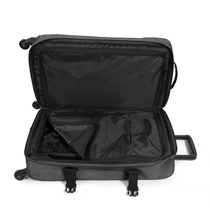 EASTPAK TRANS4 M – 68L Medium Checked Luggage Bag, Two Compartments, TSA Lock, 360° Spinner Wheels, and Telescopic Handle, Black Denim - color: Black Denim, size: 68 Liter Checked Bag