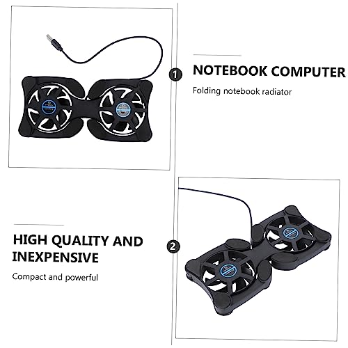 Portable Foldable Laptop Cooling Pad with USB Fans for Notebook Cooling Black Compatible with Laptops for Gaming and Work