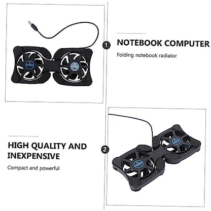 Portable Foldable Laptop Cooling Pad with USB Fans for Notebook Cooling Black Compatible with Laptops for Gaming and Work