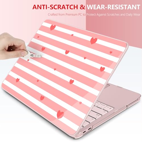 for MacBook Neo 13 Inch Case 2026 Release Model A3404, Pink Aesthetic Ultra-Slim Hard Shell with Keyboard Cover, 6-in-1 Laptop Accessories Bundle for Women Girls, Sweet Stripes - color: Sweet Stripes