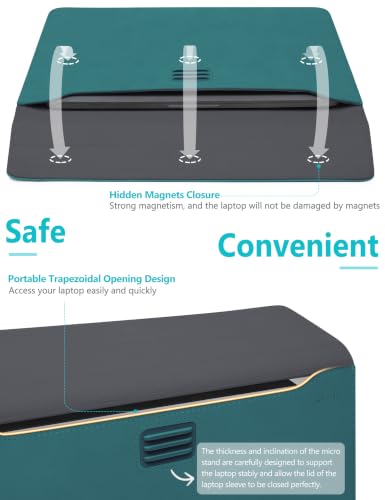 HYZUO 13 Inch Laptop Case Sleeve Bag with Adjustable Stand, Dark Green | for MacBook Air 13 M5 A3449 M4 M3 M2 M1 2026-2018, 13" MacBook Neo 2026, MacBook Pro 13 M2 M1 2026-2016, Surface Pro, XPS 13 - color: Dark Green, size: 13 Inch