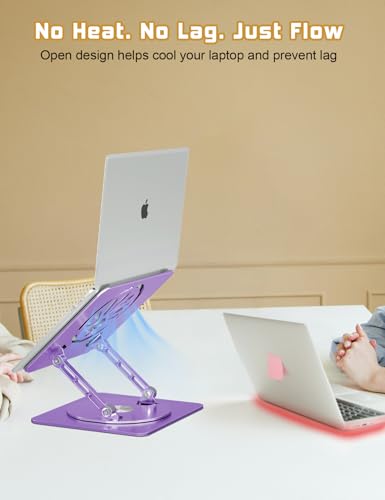 Adjustable Laptop Stand for Desk-360° Rotating Foldable Laptop Holder Ergonomic Laptop Riser for MacBook Pro/Air Dell HP Lenovo Notebook up to 16",Purple - color: Purple