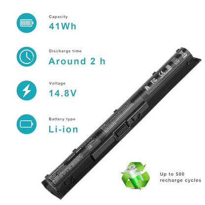 ASUNCELL 800049-001 KI04 K104 Laptop Battery for HP Pavilion 14-ab166us 15-ab 15-an 15t-ab100 15-ab143cl 15-ab223cl 15-ab153nr 15-an044nr 17t-g100 17t-s100 17-g 17-ab220nr 800009-421 14.8V 41Wh - color: KI04