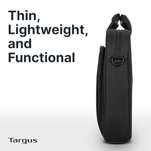 Targus 15-16 Inch Slim Lightweight Laptop Briefcase, Black - Messenger and Shoulder Bag with Padded Compartment and Trolley Strap for 16" Laptops (TCT027US) - color: Black, size: 16 inch