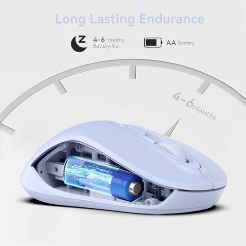 Wireless Mouse, 2026 New Model, Silent Click Ergonomic Design, Portable, 4 Buttons, Adjustable DPI (800/1200/1600), for Laptop/PC/Office (Violet) - color: violet