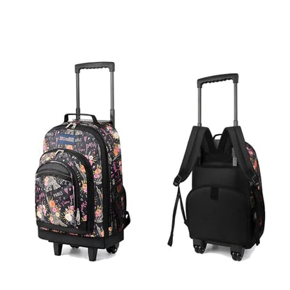 20" 2-in-1,Wheeled Travel Luggage Bag w/Telescopic Handle | Rolling Travel Luggage w/2 Wheels,Trolley Suitcase,Spacious Storage Design,2561-20''-Floral - color: JH-2561-Floral-20