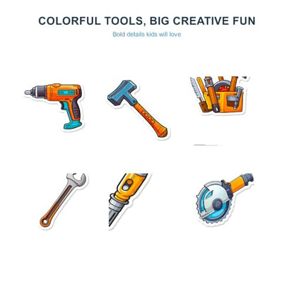 50PCS Tool Stickers for Kids, Waterproof Tool Box Decals for Water Bottles, Laptops, Scrapbooks, DIY Crafts and Party Favors - color: Tools