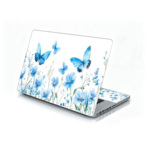 Universal Laptop Skin Sticker Decal, 12"-15.6" Aesthetic Vinyl Wrap, Butterflies Floral Watercolor Waterproof Notebook Cover Art Protector for MacBook HP Dell Lenovo, Fits 13" 14" 15" 15.6" - color: Butterflies Floral Watercolor