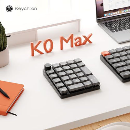 Keychron K0 Max Wireless Low-Profile Number Pad, QMK/VIA Programmable, Hot-Swappable Banana Switch, RGB Backlit, 2.4GHz & Bluetooth 5.3, 1000Hz Polling Rate, with Knob, for Windows/Mac - color: Banana Switch, size: Black