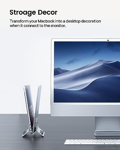 Vertical Laptop Stand for Desk, Gravity Auto Lock Vertical MacBook Stand, Aluminum Laptop Vertical Dock Stand Holder Compatible with MacBook Pro, MacBook Air, Silver - color: Silver