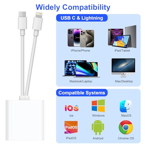 SD Card Reader for iPhone iPad, USB C & Lightning Dual Interface Memory Card Reader, Digital Camera Adapter to iPhone/MacBook/USBC Laptop for SD/TF/Sim Card, Plug & Play, Camera Accessories - size: 2 Slot